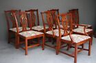 Large Antique Georgian Solid Mahogany Dining Chairs Carved Chippendale Armchairs