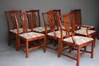 Large antique Georgian solid mahogany dining chairs carved Chippendale armchairs