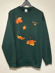 Vintage Vermont Maple Leaf Crew Neck Sweatshirt Forest Green XL Made In USA - Picture 1 of 9