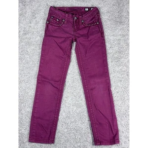 Miss Me Mädchen Burgunder Skinny Jeans Strassverzierung Größe 7 - Bild 1 von 14