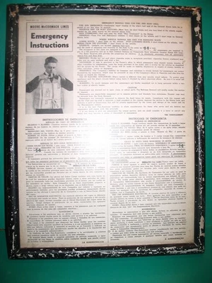 Знак спасательной шлюпки Moore Mccormack Lines океанский лайнер корабль ИНСТРУКЦИИ ПО ЧРЕЗВЫЧАЙНЫМ СИТУАЦИЯМ - Изображение 1 из 4