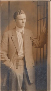 JACKSONVILLE Florida Man in tweed suit, High Stiff Collar. RPPC Cyko 1904-1920 - Picture 1 of 7