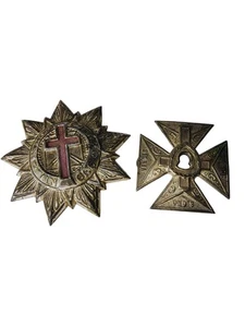 Antique 1890-1920 Freemason Knights Templer Ceremonal Sash Medallions - Picture 1 of 6