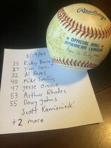 Baltimore Orioles 1999 juego autografiado de béisbol con 10 firmas - Reyes, Rhodes - Imagen 1 de 7