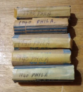 1940 P Nickels Circulated 5 Rolls - Picture 1 of 1