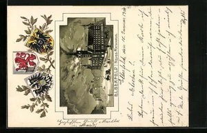 Passepartout-Lithographie Elberfeld, Neues Rathaus mit Wappen 1900  - Picture 1 of 2