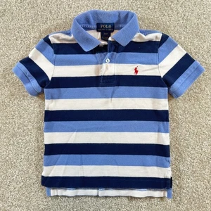 Polo Ralph Lauren Boys Striped Polo Shirt Size 3/3T Blue White Red Pony - Picture 1 of 3