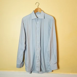 Camisa de Vestir Eton Contemporánea Azul Micro Cuadros 17/43 Firma Sarga Rumania - Imagen 1 de 14
