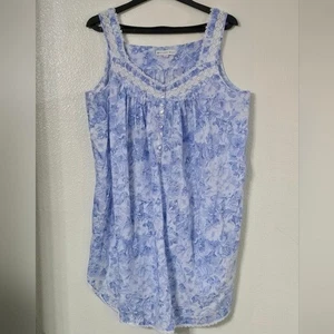 EILEEN WEST Floral Sleeveless Nightgown XL Cottagecore Romantic Cotton - Picture 1 of 8