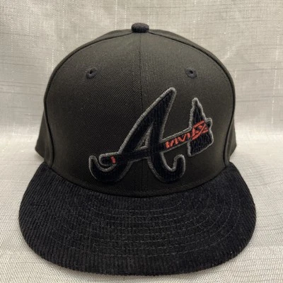 Manta New Era Atlanta Braves Pana Negra 59FIFTY Sombrero Ajustado Talla 7 3/8 Foto 1 de 4