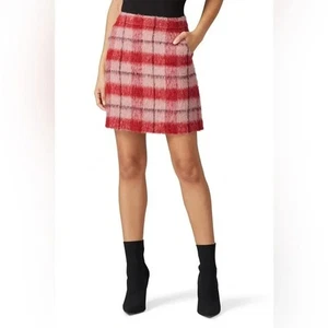 Boden rosa rot kariert Betsy Wolle Alpaka Mischung Bleistift Minirock Damen 12 - Bild 1 von 9