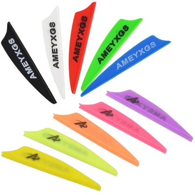 50pcs 2" 3" 4" Rubber Vanes Archery Arrow Fletching Shield DIY Feather Hunting - Image 1 of 4