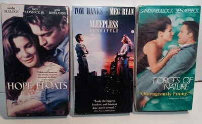 3 VHS Tapes Hope Floats, Sleepless In Seattle, Forces Of Nature Sandra Bullock - Image 1 of 4