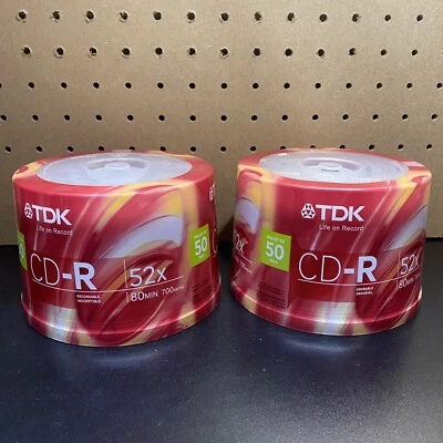 (2)-TDK CD-R 50 DISCS 52X 80 MIN 700MB Spindle Genuine Authentic New & Sealed - Image 1 of 3