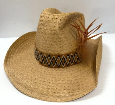 Sombrero de Vaquero Vintage con Plumas Talla Pequeña Western Foto 1 de 4