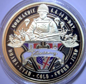 Allied Victory On D Day World War 2 Double Sided Commemorative Coin - Imagen 1 de 2
