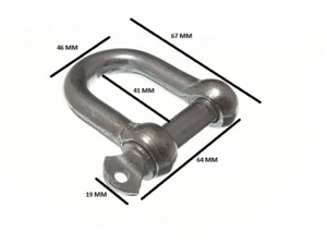 D Shackle U Lock And Pin Wire Rope Fastener 12mm 1/2 BZP Pack Size 2 - Picture 1 of 1
