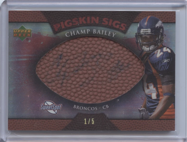 CHAMP BAILEY 2007 UPPER DECK NFL SWEET PIGSKIN SIGS AUTO 1/5 - Image 1 of 1
