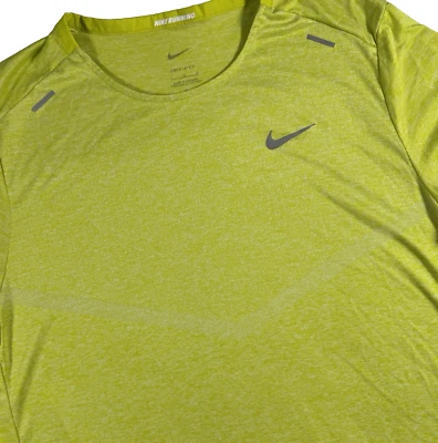 Nike Running Dri-Fit Shirt Men's L Neon Yellow Activewear Reflective - Image 1 of 4