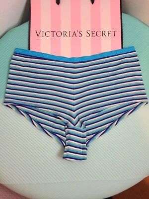Panty corto de algodón Victoria's Secret de colección talla XL rayas azules Foto 1 de 4