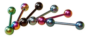 6pcs Titanium Anodized Tongue Rings Barbells Wholesale Body Jewelry Tounge - Picture 1 of 1