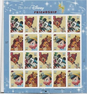 2004 The Art of Disney FRIENDSHIP Mint Sheet 20 Stamps #3865-68, MNH - Picture 1 of 1