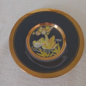 Japanischer Chokin Teller 24kt Schwarz & Gold 6 Zoll Vintage - Bild 1 von 5