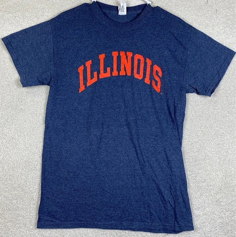 Illinois Fighting Illini NCAA T Shirt Medium Blue Adult Size Medium T Shirt Cover