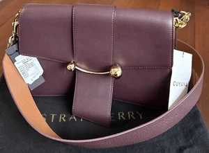 Neu Strathberry Crescent Burgundy Schultertasche Handtasche mit Staubbeutel CUYANA RIEMEN - Bild 1 von 8