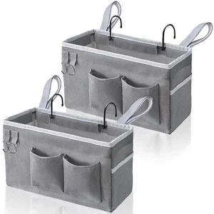 2pcs Bedside Caddy Hanging Storage Bag Water Cup Holders Organizer Baskets With - Picture 1 of 6