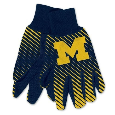Michigan Wolverines Gloves Non Slip Work Utility Adult NCAA College Palm Grip Cover