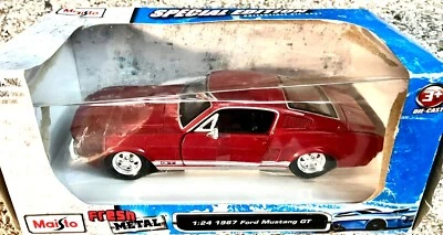 1967 Ford Mustang GT Red with White Stripes 1/24 Diecast Model Car by Maisto - Image 1 of 4
