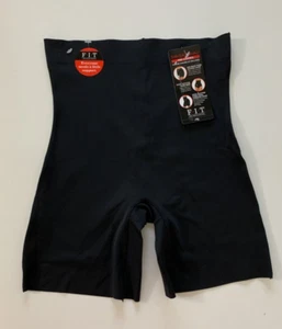 NWT! F.I.T. Women's Sz S High-Waitst Fused Thigh Slimming Shaping Shorts Black - Picture 1 of 3