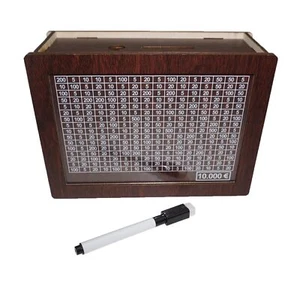 10000 Savings Challenge Box, Kakeibo Cashbox Money Cash Vault Saving Box Wooden - Picture 1 of 7