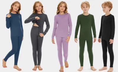 Kids 100% Merino Wool Base Layer Set Girls Boys Thermal Long Johns Underwear Set - Image 1 of 4