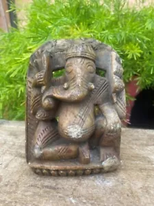 Ancient Old Gray Stone Hand Carved Hindu God Ganesha Sculpture Statue - Picture 1 of 7