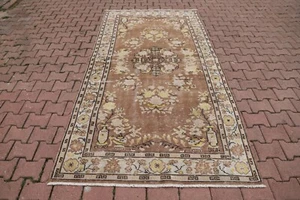 Alfombra marrón Anatolia hecha a mano turca oriental sala de estar alfombra crema 5x9 pies - Imagen 1 de 16