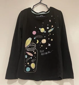 Wonder Nation Kids Girls Dreaming Moon & Stars Glitter Long Sleeve Shirt Black M - Picture 1 of 4