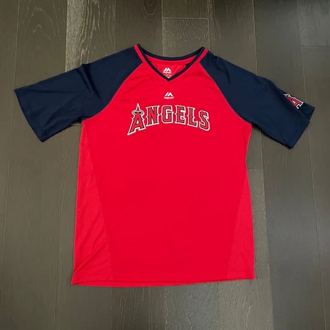 Majestic Anaheim Angels Shirt Mens Large Embroidered MLB Athletic Cover