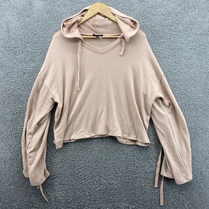 1. State Women's M Pink Elegant Rose Long Tie Sleeve Hoodie Casual Active Top - Picture 1 of 7
