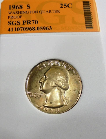 1968 Proof Washington Quarter # 05963, NOT A PROOF 70 HAS SPOTS SOLD AS IS Cover