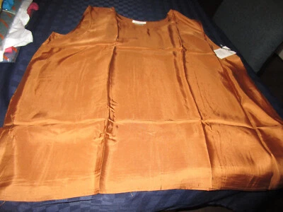 CAMISA SIN MANGAS ROAMANS NUEVA CON ETIQUETAS 100% SEDA DORADA TALLA 1X B4 Foto 1 de 2