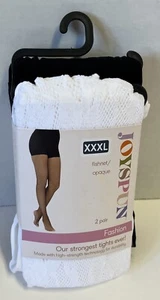 NEW 2 pair Joyspun Fashion tights white fishnet lace black opaque size XXXL - Picture 1 of 5