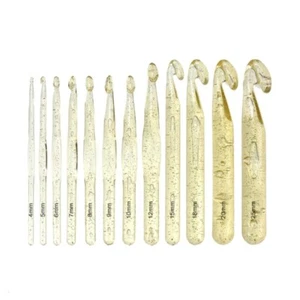12-Piece Transparent Crystal Hook Knitting Crochet Set for Handmade Knitting - Picture 1 of 8