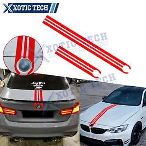 Red Front Hood + Rear Trunk Racing Strip Vinyl Stickers For M3 M5 M6 X1 X3 X5 X6 - Picture 1 of 10