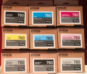 2019/2024 Set 9 Genuine Epson 760 Ink SC-P600 Printer T7601-T7603-T7606-T7609 - Picture 1 of 1