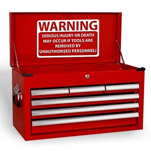 Warning Serious Injury Funny Novelty Joke Garage Tool Box Vinyl Decal Sticker - Picture 1 of 3