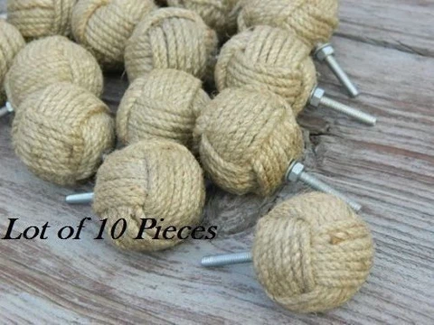 NAUTICAL HANDLE Lot of 10 Nautical Rope Jute Drawer Pull Decor Knob SALE GIFT Cover