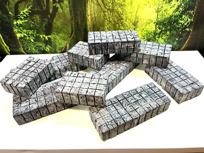 Wargaming Terrain SET OF 10 PAINTED Dungeon Blocks Cliffs Stackers D&D Modular - Image 1 of 4