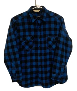 Vintage LL Bean Buffalo Plaid Wool Long Sleeve Button Up Flannel Freeport Maine - Picture 1 of 11